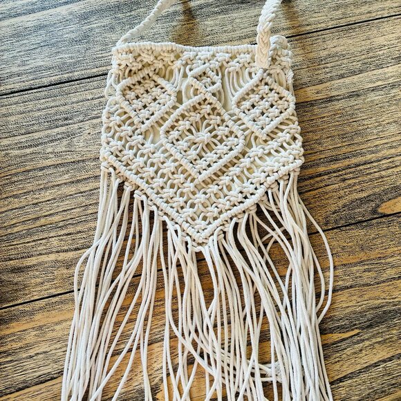 Macrame Crochet Beach Purse - Never Used Casual Crossbody Bag - Picture 1 of 5